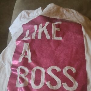 White and Pink 'Like A Boss' T-Shirt